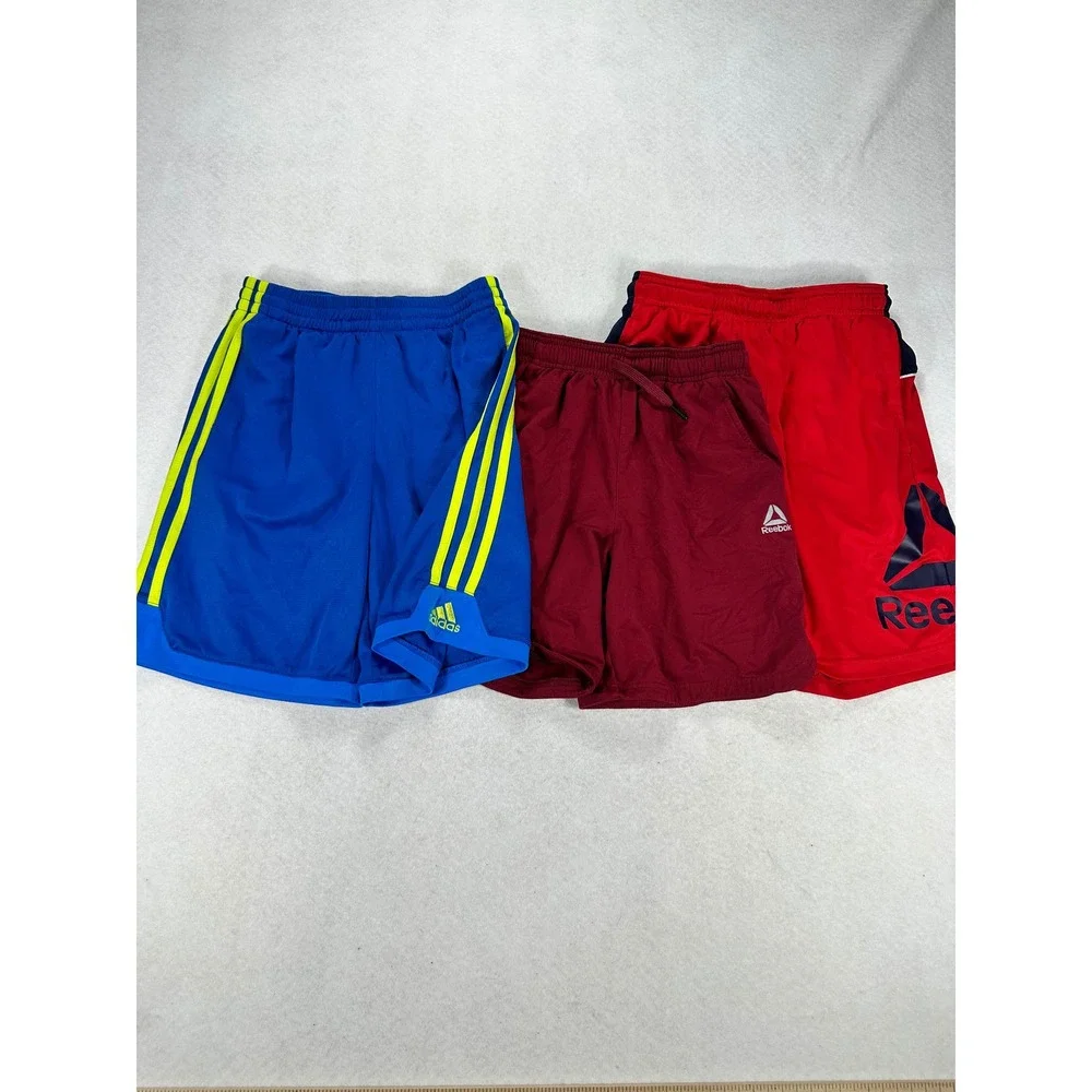 Boys Adidas Reebok Athletic Shorts Bundle Blue Red Burgundy Size M L XL 10 12 14